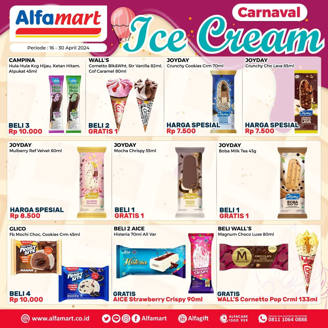 Promo Indomaret Carnaval Ice Cream Periode 16-30 April 2024