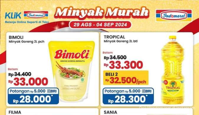 Promo Minyak Goreng Indomaret Potongan Rp 5.000, Harga Murah di Alfamart-Superindo