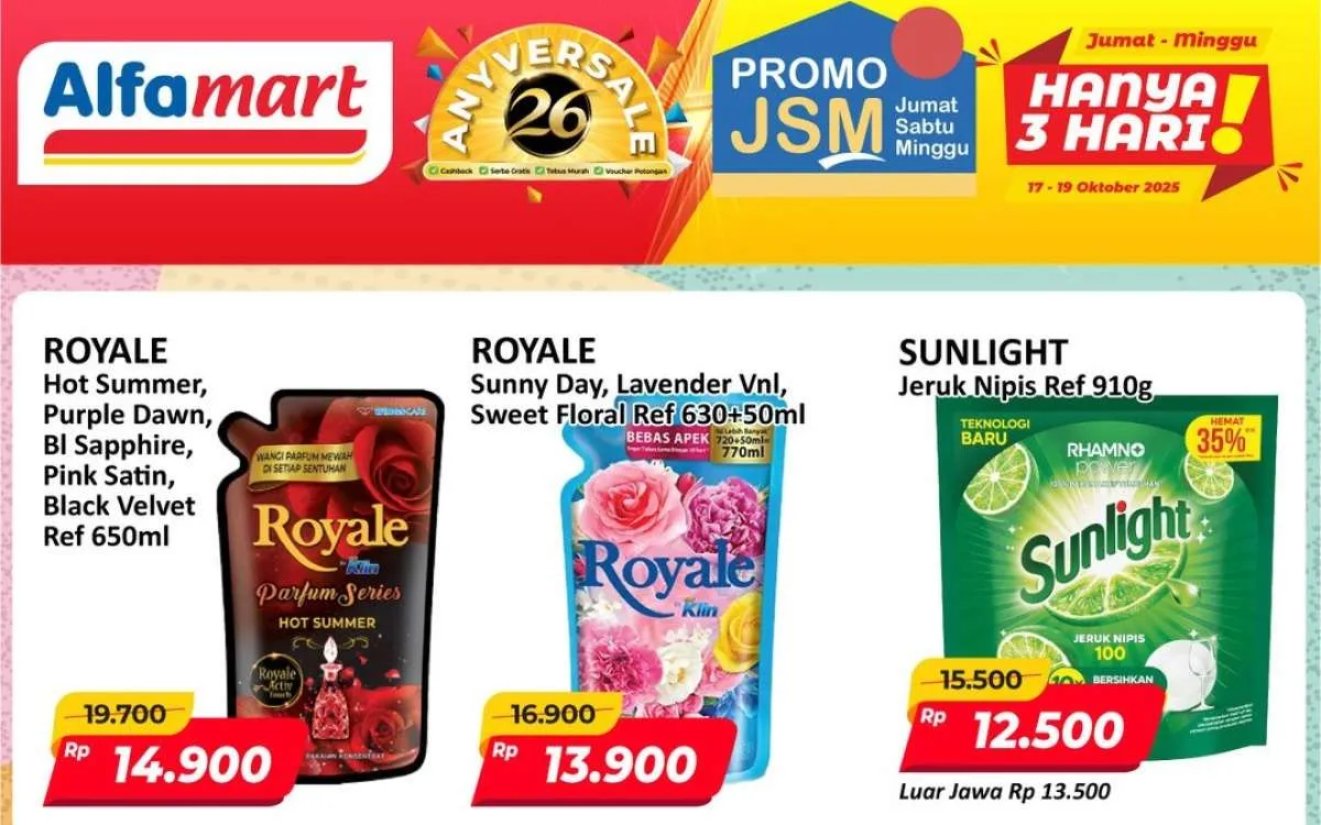 Promo JSM Alfamart 18 Oktober 2025, Diskon Sunlight & Royale Sampai Besok