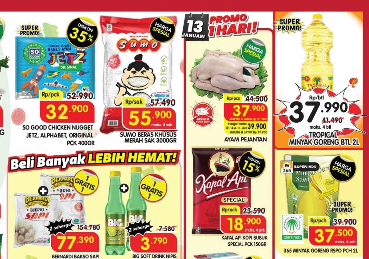 Promo Superindo Weekday 12-15 Januari 2026, Minyak & Nugget Rp 37.000-an