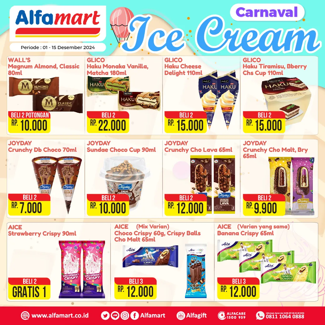 Promo Alfamart Carnaval Ice Cream Periode 1-15 Desember 2024