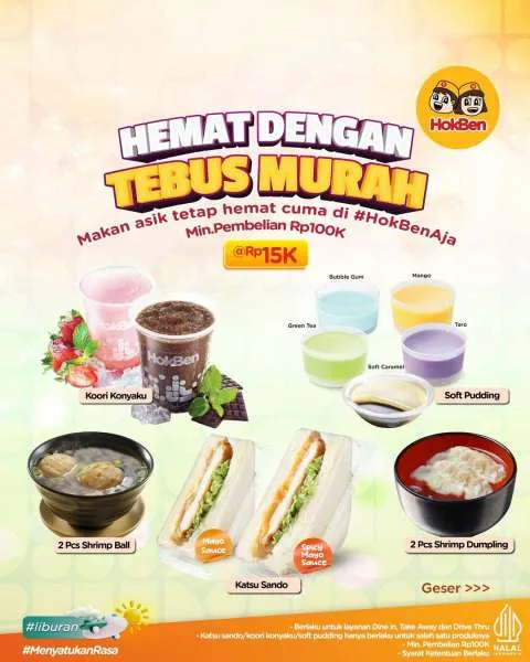 Promo HokBen Hemat dengan Tebus Murah Rp 15.000