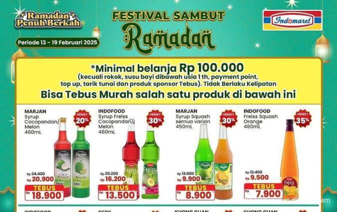 Promo Indomaret Sambut Ramadan 13-19 Februari 2025, Marjan dan Indofood Tebus Murah