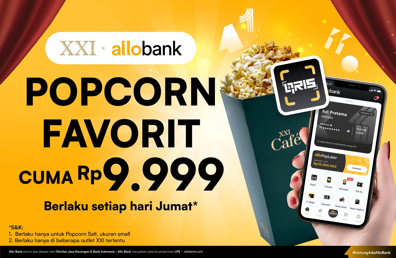 Promo XXI Cafe Popcorn Salt Rp 9.999 via Allo Bank
