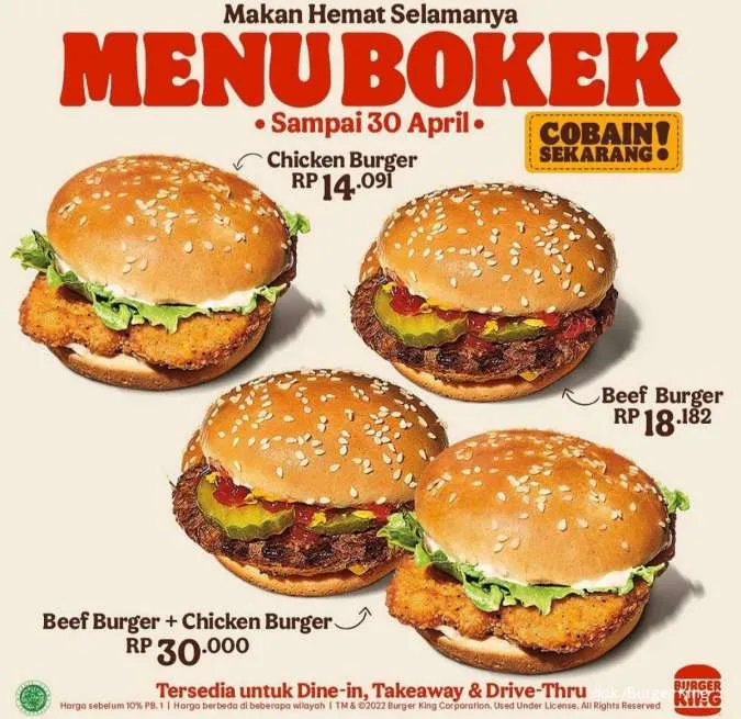Promo Burger King: Menu Bokek