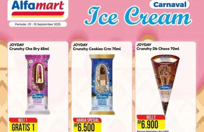 Promo Es Krim Alfamart Periode 1-15 September 2025, Beli 1 Gratis 1 Joyday-Kaluli
