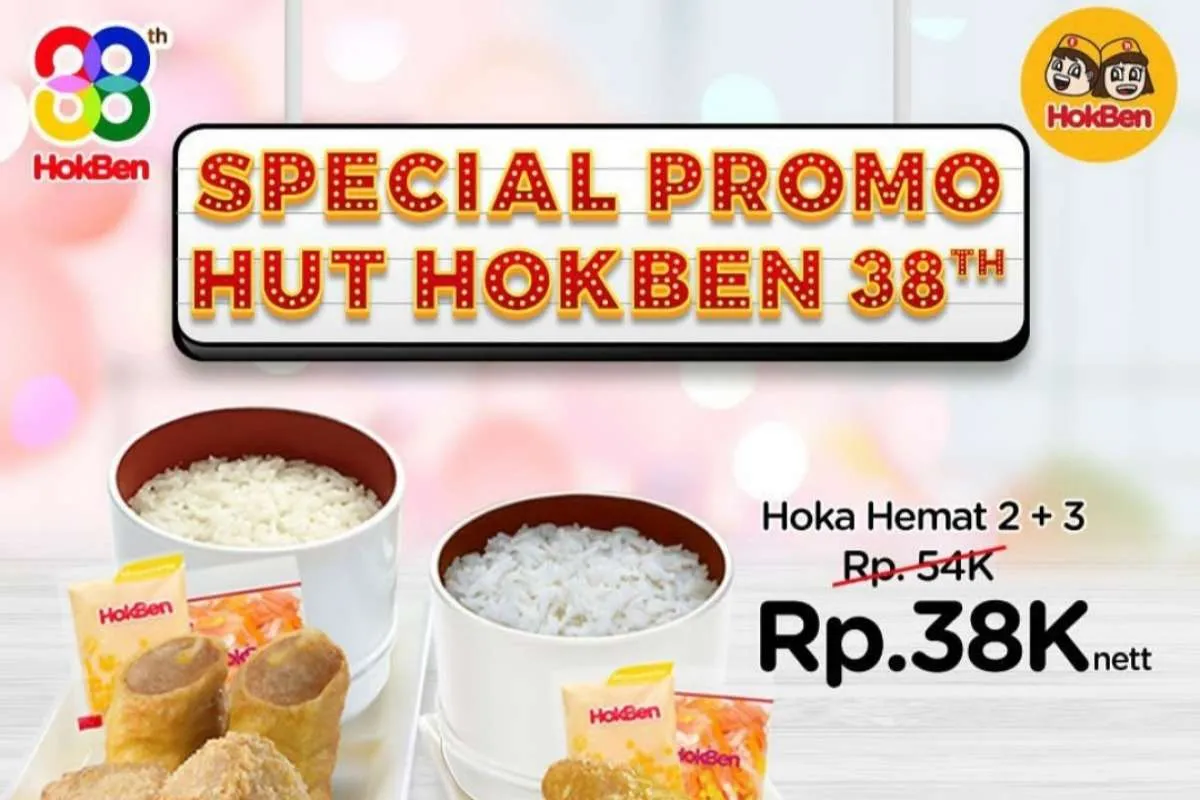 Promo HUT Hokben 38 Tahun, Beli 2 Paket Hoka Hemat Diskon Jadi Rp 38.000