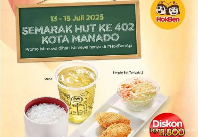 Promo HUT Kota Manado ke-402 13-15 Juli, Set Teriyaki + Ocha Cuma Rp 40.000-an
