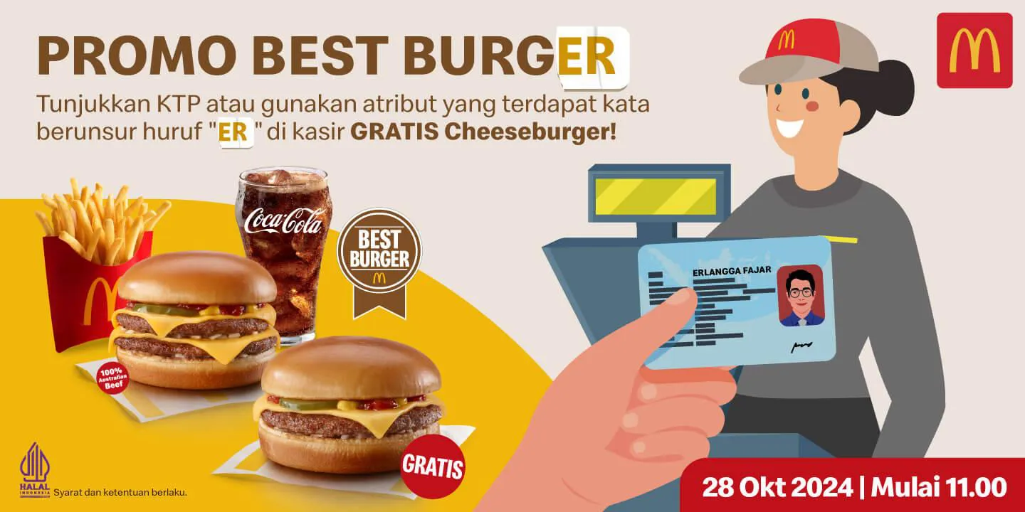 Promo McD Best Burger Gratis 1 Cheeseburger