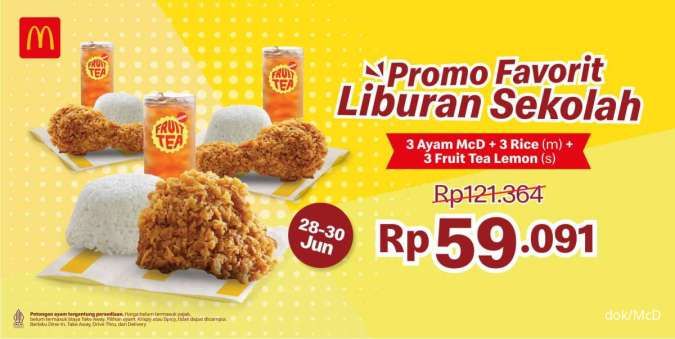 Promo Favorit Diskon 3 Ayam-Nasi-Minum Rp 59.090 di McD Edisi 28-30 Juni 2024