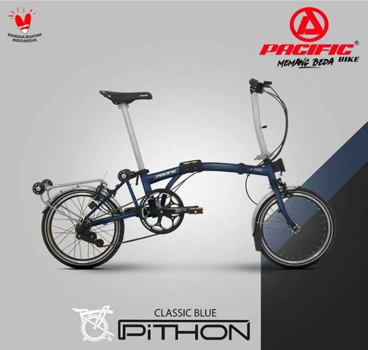 Warna baru, harga sepeda lipat Pacific Pithon classic blue gak bikin kantong kering