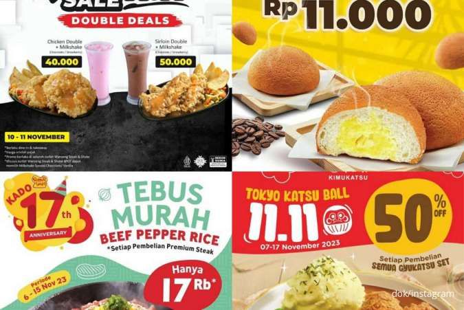 Promo 11.11 Makanan 2023 di Kimukatsu, Waroeng Steak, Roti’O, dan Pepper Lunch