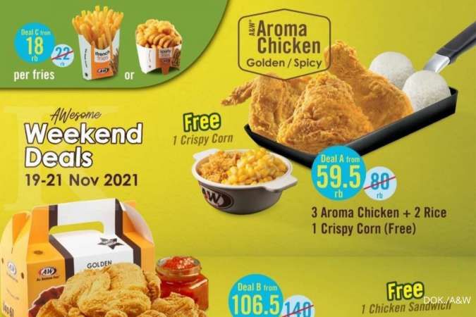 Promo A&W 19-21 November 2021, Paket Weekend Deals Mulai Harga Rp 18.000!