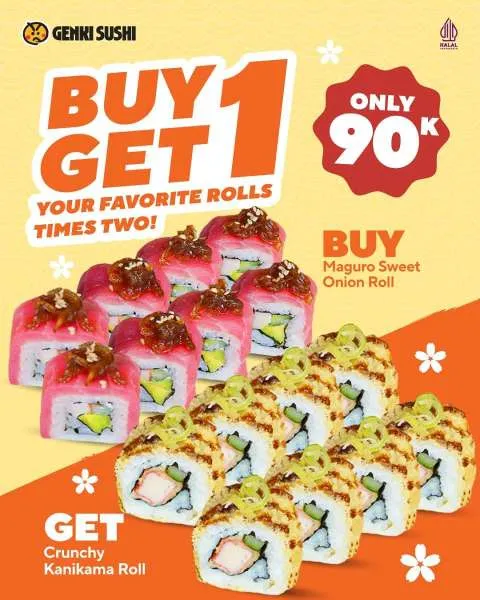 Promo Genki Sushi Buy 1 Get 1 Maguro Sweet + Crunchy Kanikama Roll