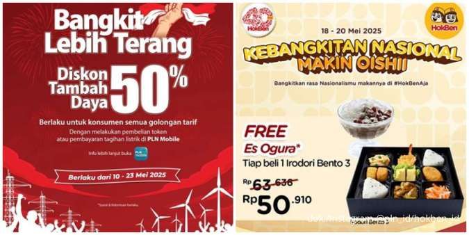 Daftar Promo Hari Kebangkitan Nasional 20 Mei 2025, Diskon Listrik 50% sampai HokBen 