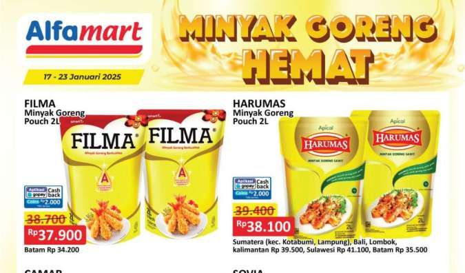 Promo Minyak Goreng di Alfamart dan Superindo Weekday, Filma dan Bimoli Lebih Murah