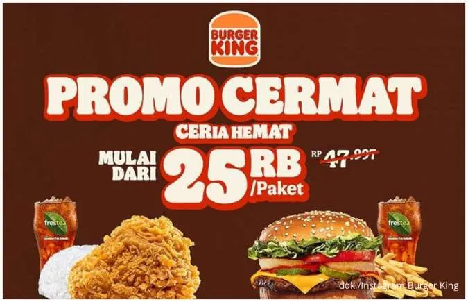 Promo Burger King Ceria Hemat, Ada 4 Paket Bikin Kenyang Mulai Rp 25.000-an