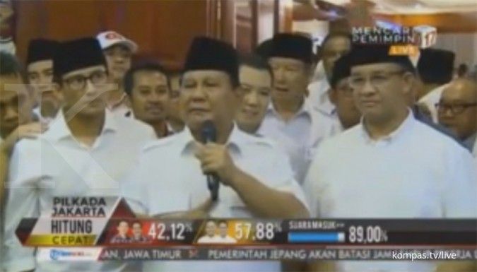 Pidato kebahagiaan Prabowo atas kemenangan Anies