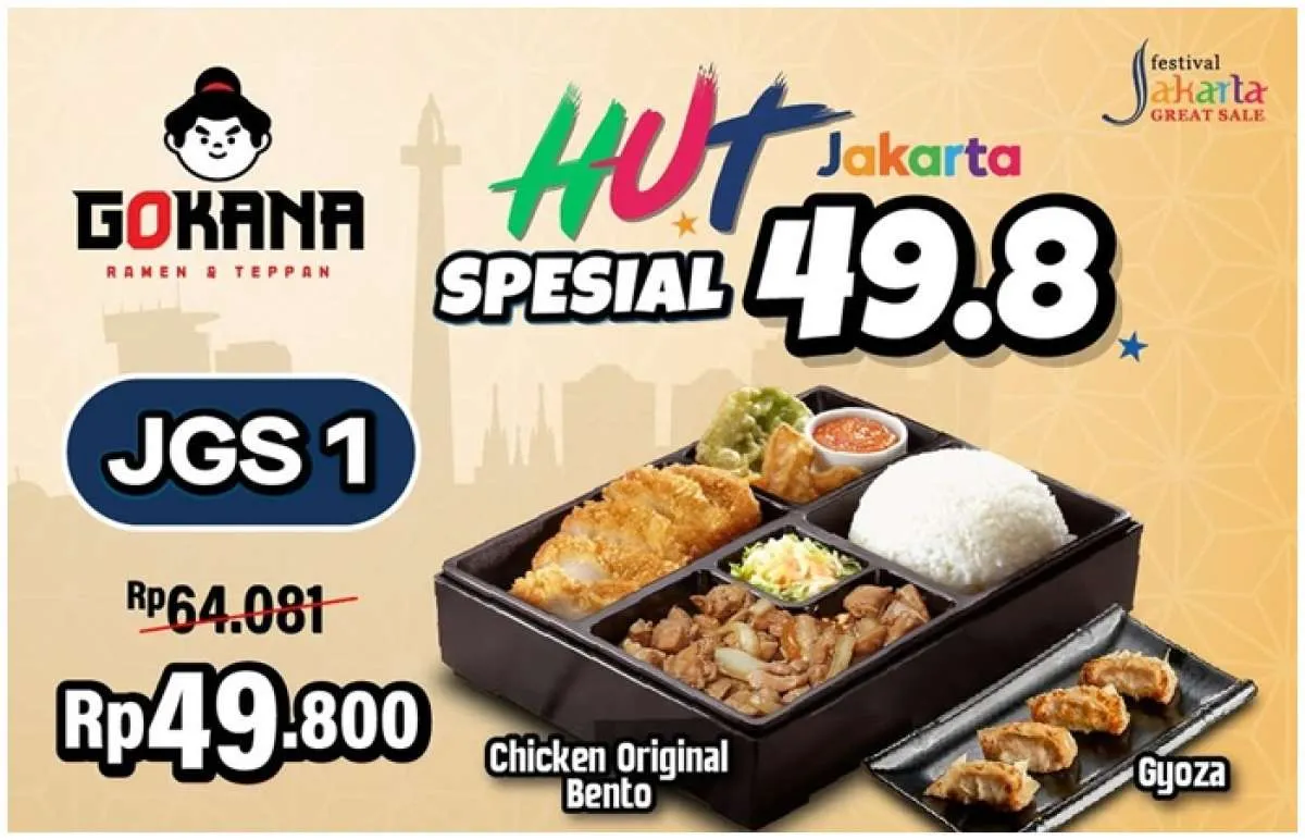 Promo Gokana HUT Jakarta ke-498 10 Juni-10 Juli, Paket Spesial Mulai Rp 49.800