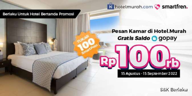 Pesan Kamar di Hotelmurah.com, Dapatkan Gratis Saldo Gopay Rp 100.000