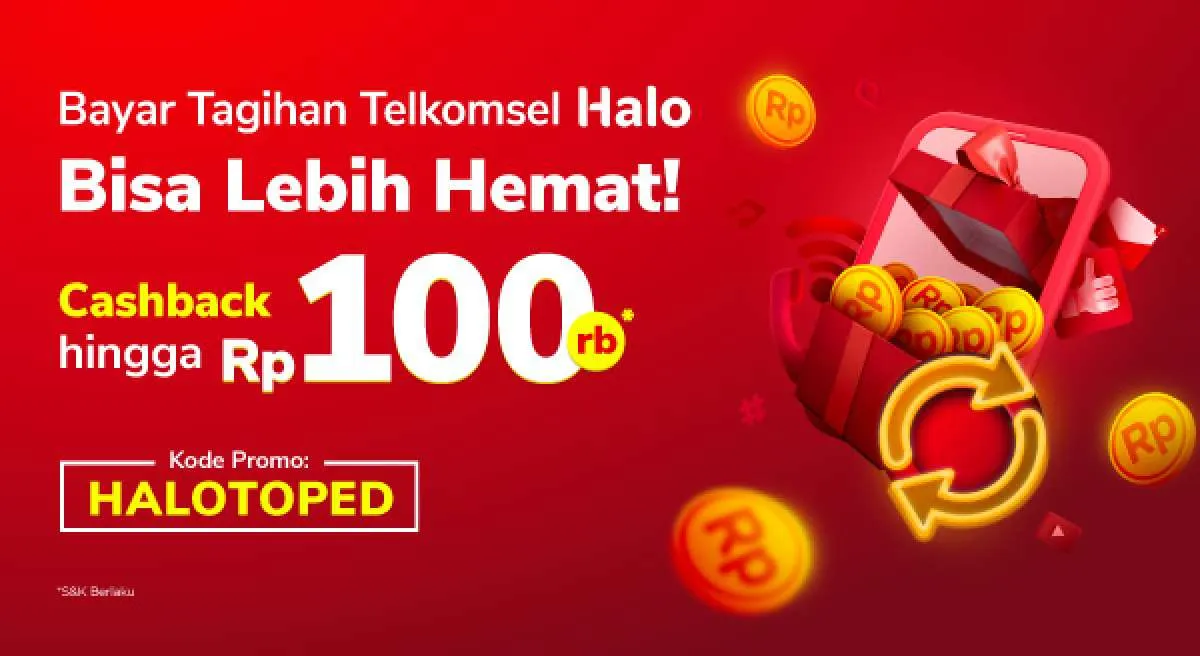 Bayar Tagihan Telkomsel Halo di Tokopedia Dapat Cashback Hingga Rp 100.000
