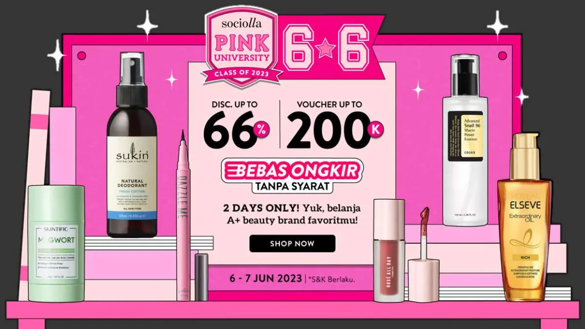 Promo Sociolla 6.6 Periode 6-7 Juni 2023, Dapatkan Diskon s/d 66% dan Free Gift