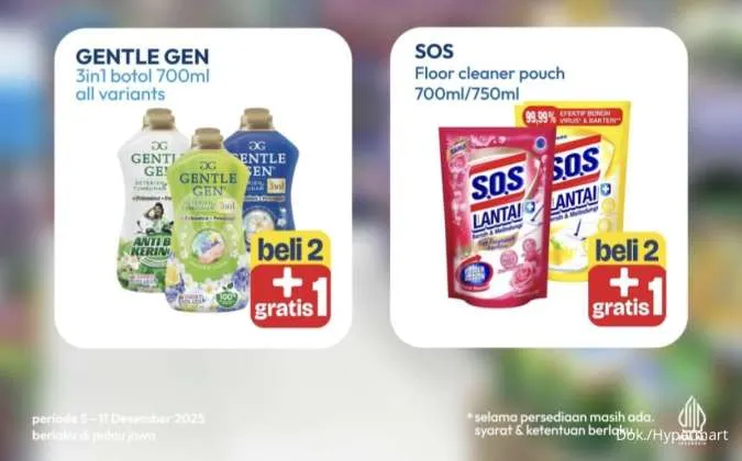 Promo Hypermart Beli Banyak Lebih Hemat 5-11 Desember 2025, GentleGen Beli 2 Gratis 1