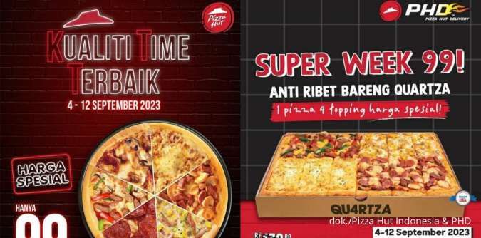 Promo 9.9 Pizza Hut dan PHD, Beli Pan Regular Pizza atau Quartza Serba Rp 99.000