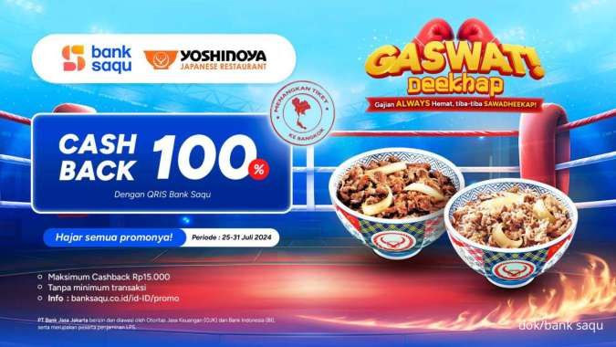 6 Promo Gaswat Cashback 100% di Yoshinoya, Hokben, hingga Family Mart 25-31 Juli 2024