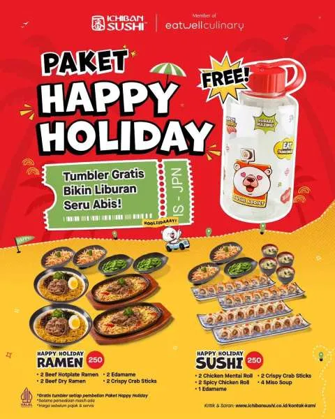 Promo Ichiban Sushi Paket Happy Holiday Free Tumbler Lucu