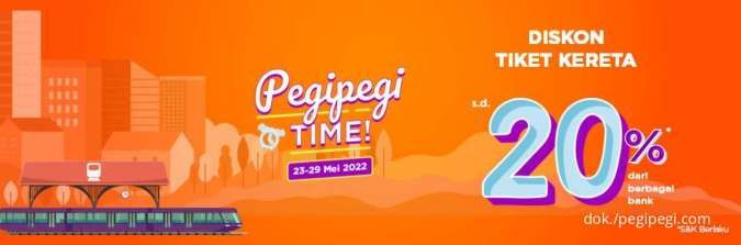 Promo PegiPegi Time 23-29 Mei 2022, Diskon Tiket Kereta s.d 20% dari Berbagai Bank
