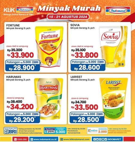 Promo Minyak Goreng Murah di Indomaret 15-21 Agustus 2024