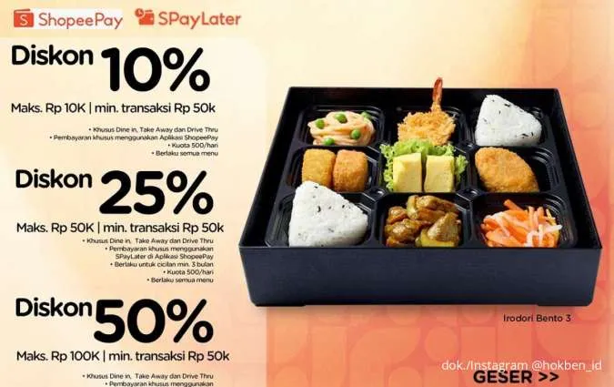 Promo HokBen ShopeePay SPayLater Mulai Besok, Diskon 50% Berlaku Semua Menu