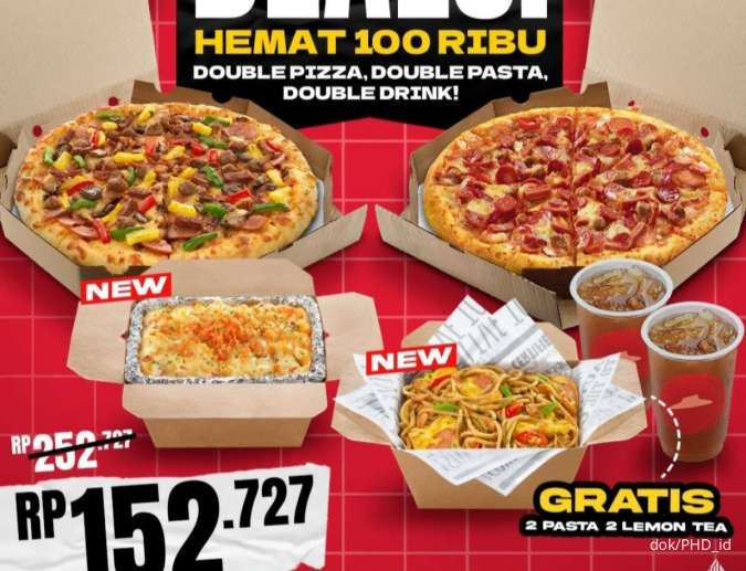 Promo PHD Crazy Deal Edisi 29-31 Juli 2024 Isi 2 Pasta, 2 Pizza, 2 Drink Rp 152.727