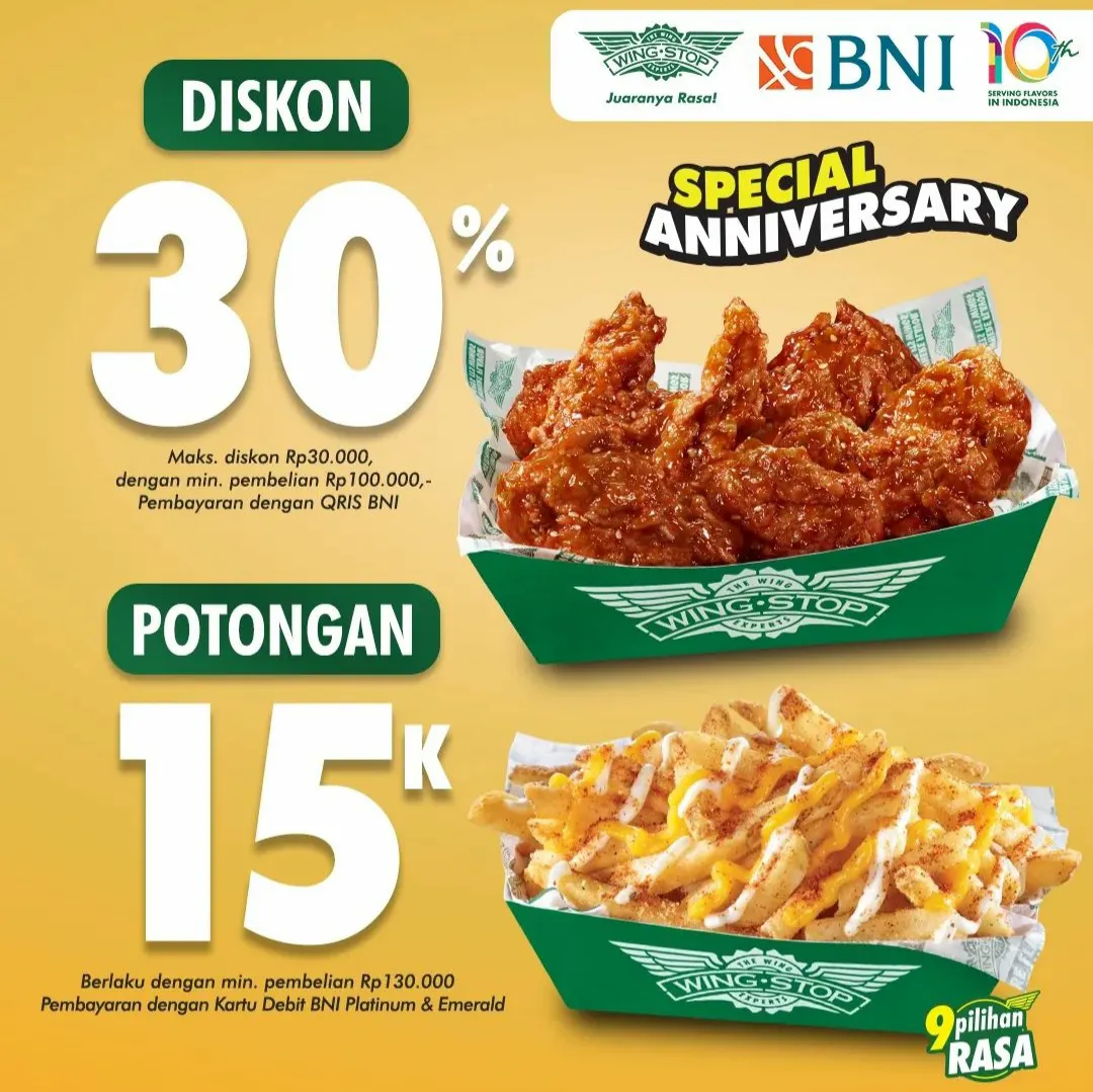 Promo Wingstop di Bank edisi special anniversary Wingstop ke 10