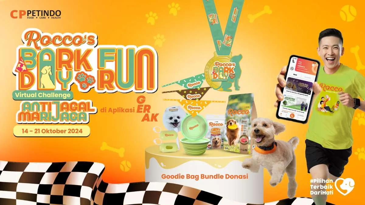 Rocco’s BarkDay FunRun VirtualChallenge,Lari Virtual Bersama 240 Anabul Sambil Donasi