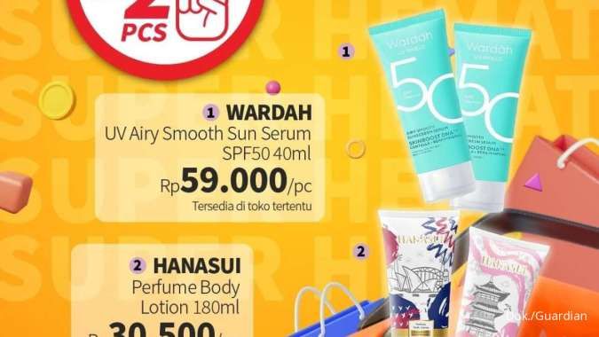 Promo Guardian Super Hemat 14-27 Maret 2024, Tambah Rp 1.000 Dapat 2 Sunscreen Wardah