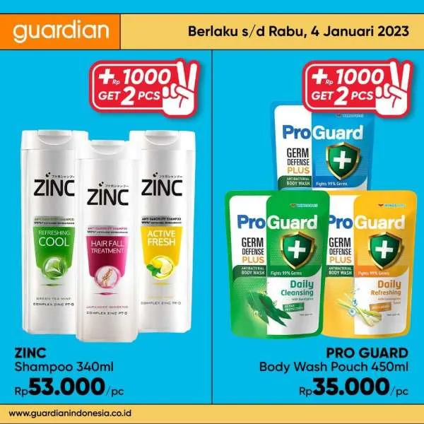 Promo Guardian +1000 Get 2 Pcs Periode 29 Desember 2022-4 Januari 2023