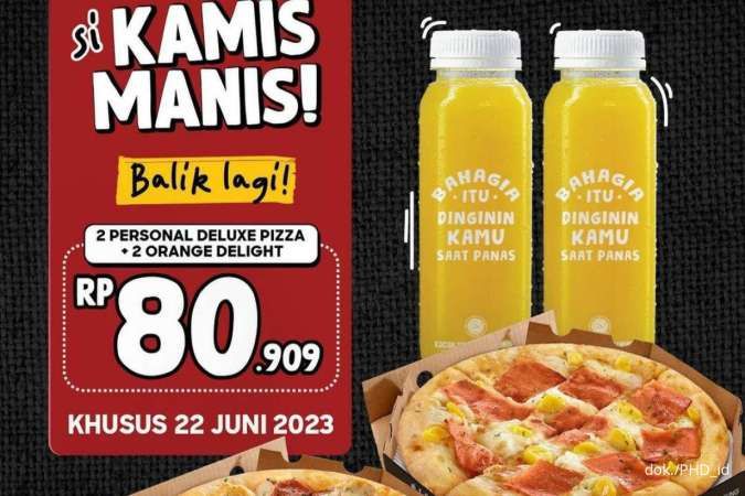 Promo PHD Spesial HUT Jakarta ke-496, Kamis Manis Isi 2 Pizza dan 2 Minuman Rp 80.909