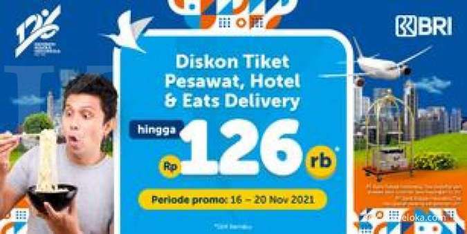 Promo Traveloka & BRI, Diskon Tiket Pesawat, Hotel & Eats Delivery hingga Rp 126.000 