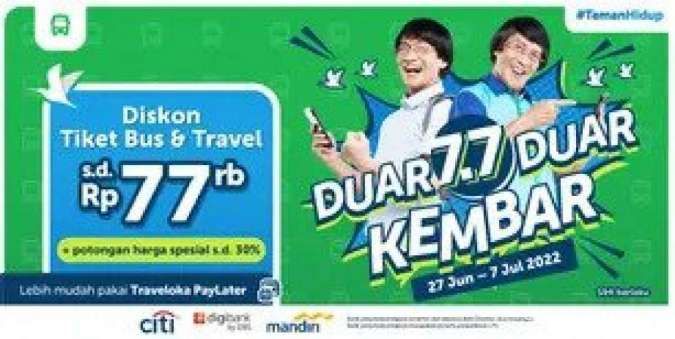 Gunakan Promo Traveloka 7.7 Kembar! Diskon Tiket Bus & Travel hingga Rp 77.000