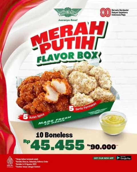 Promo Wingstop Merah Putih Flavor Box10 Boneless