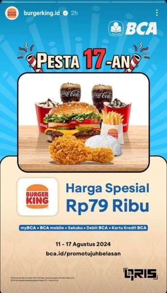 Promo BCA x Burger King Spesial Kemerdekaan