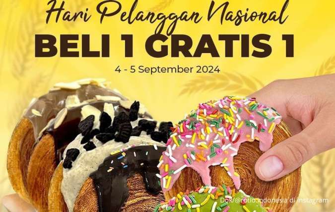 Promo Hari Pelanggan Nasional September 2024 di RotiO, Crombo Beli 1 Gratis 1