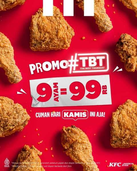 Promo KFC TBT (The Best Thursday) 9 Ayam Rp 99.000 Cuma di Hari Kamis