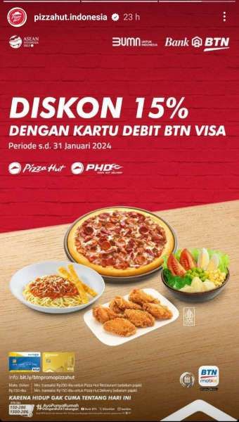 Promo Pizza Hut dengan Kartu Debit BTN Visa