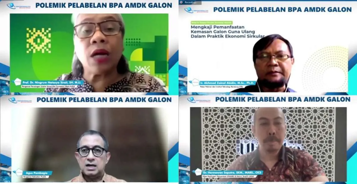 Pakar UI, ITB, USU, UHAMKA Sepakat Pelabelan BPA Galon Guna Ulang Tidak Diperlukan