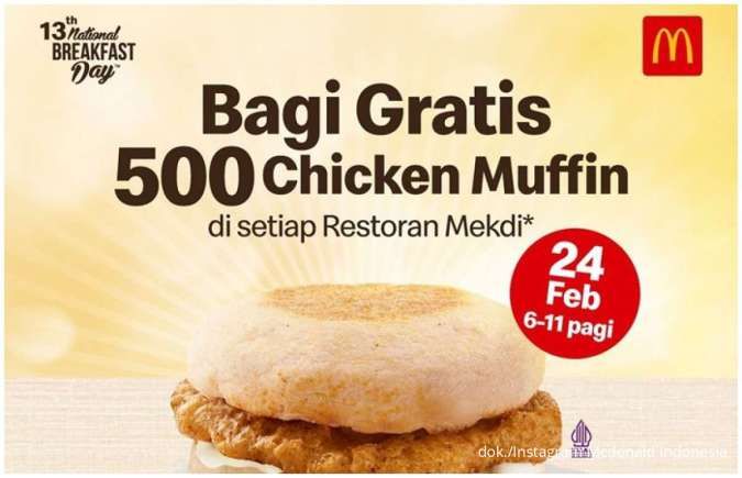 Promo McD National Breakfast Day 24 Februari 2025, Tersedia 500 Chicken Muffin Gratis