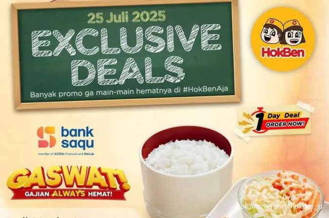 Cuma 25 Juli, Promo HokBen Gaswat x Bank Saqu, Beli 1 Hoka Hemat Bonus 1 Hoka Hemat
