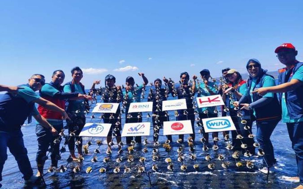  Jaga Ekosistem Laut, Brantas Abipraya Tanam 2.500 Terumbu Karang di Banyuwangi 